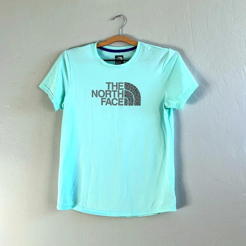 The North Face Aqua Blue Cheetah T-Shirt - Picture 1 of 7
